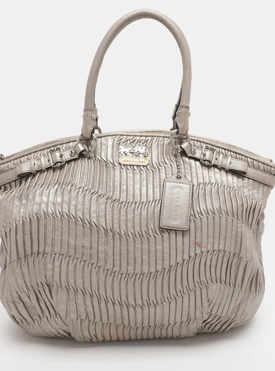 Coach Madison Gathered Metallic Leather Satchel