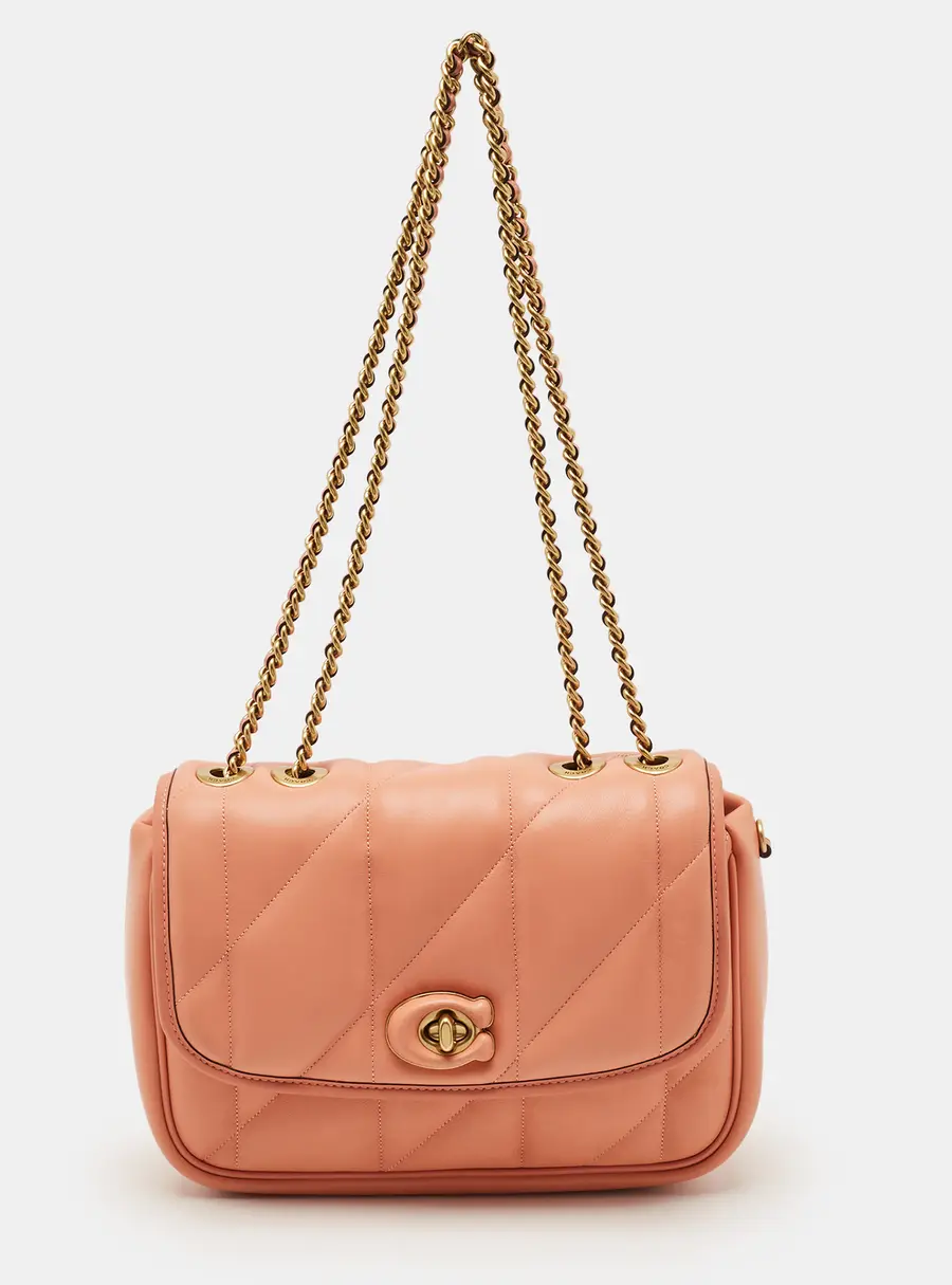 Coach Madison Pillow Coral Orange Leather Shoulder Bag