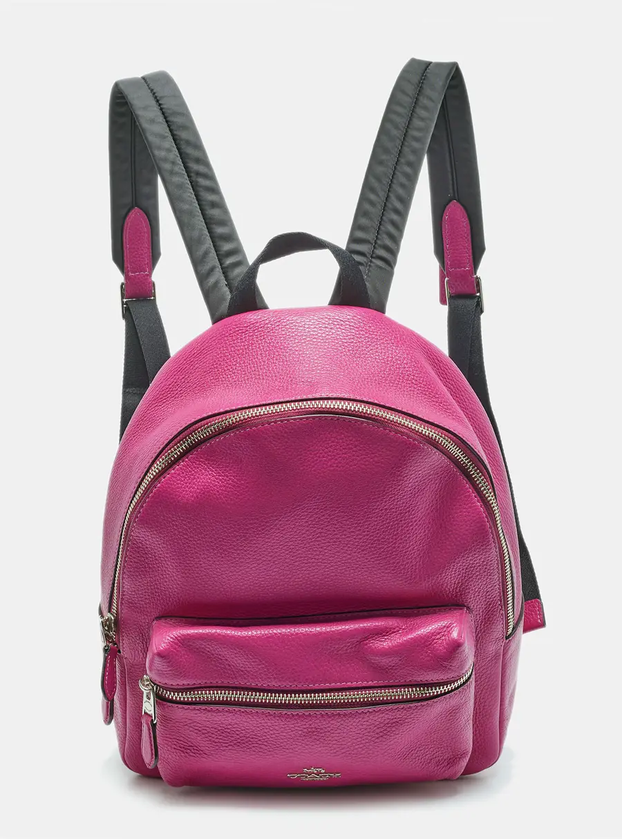 Coach Charlie Pink/Black Leather and Nylon Backpack