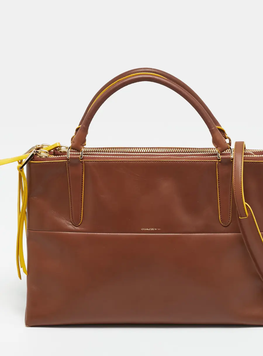 Coach The Borough Brown/Yellow Leather Tote
