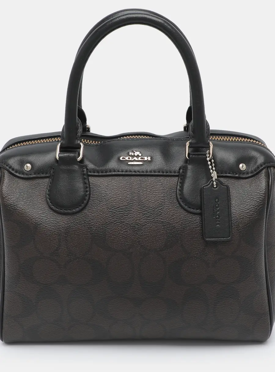 Coach Bennett Mini Brown/Black Signature Coated Canvas and Leather Satchel