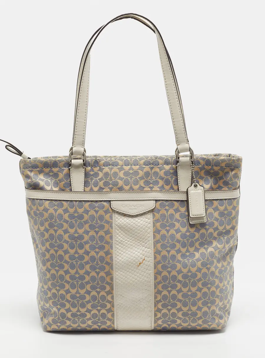 Coach Beige/Blue Signature Canvas and Leather Baby Diaper Tote