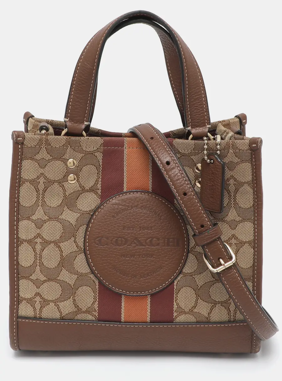 Coach Dempsey Brown Signature Canvas and Leather Tote