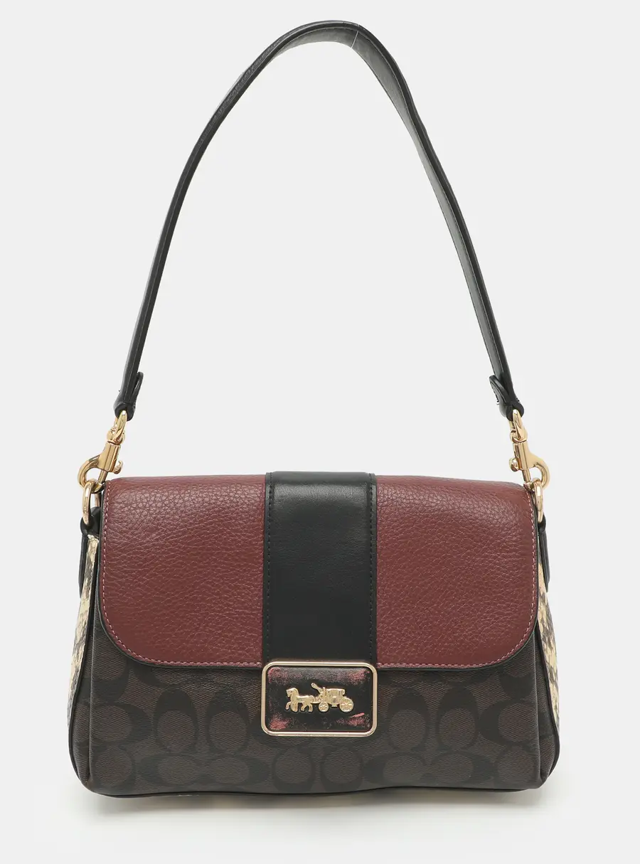 Coach Grace Multicolor Signature Canvas and Snakeskin Embossed Leather Shoulder Bag