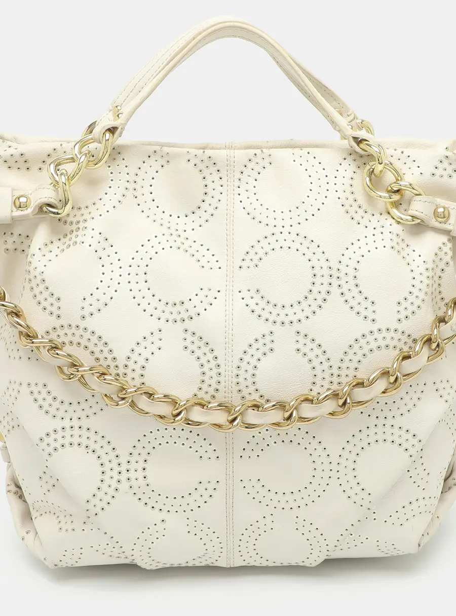 Coach Brooke Op Art White Signature Leather Shoulder Bag
