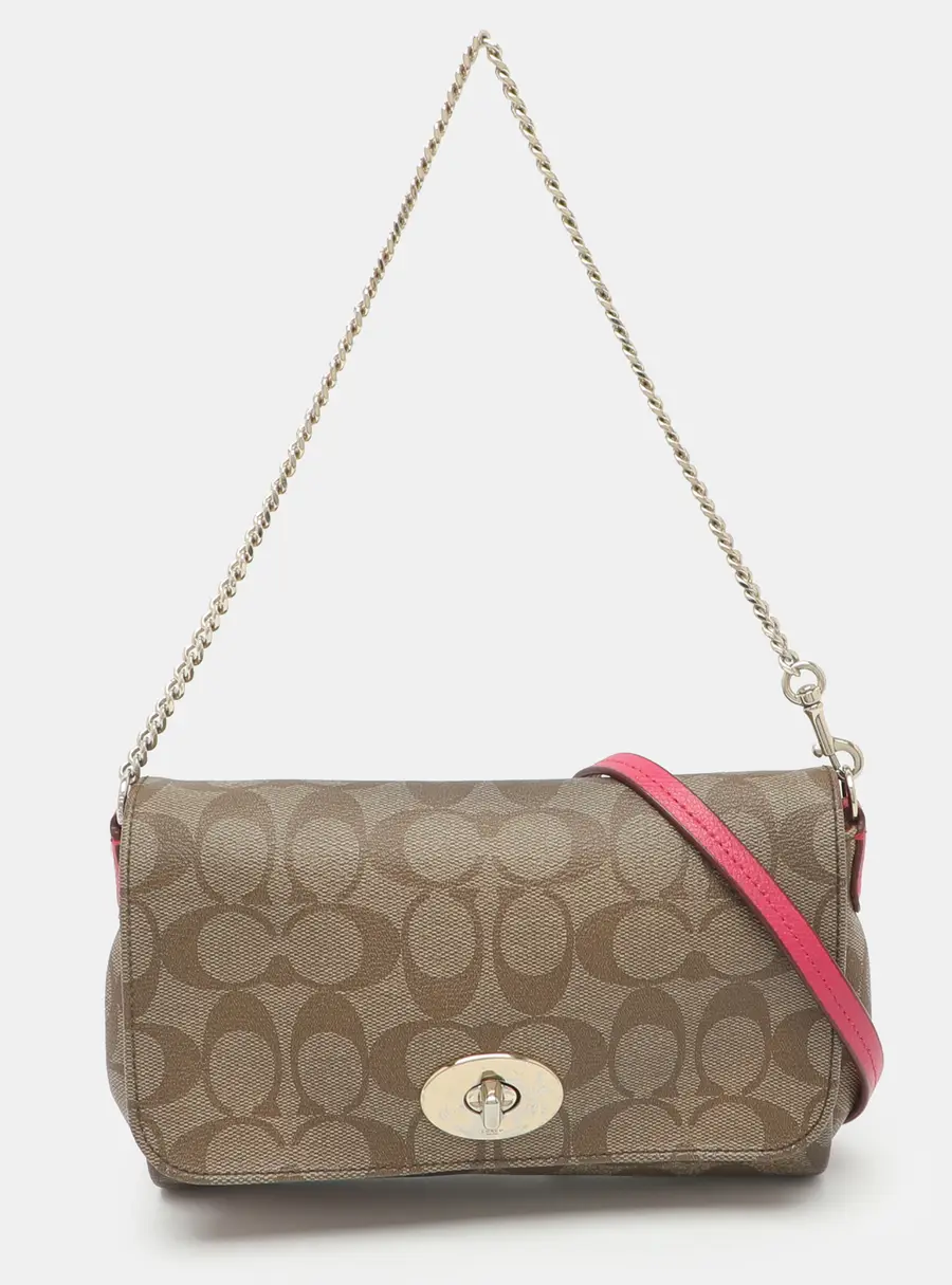 Coach Ruby Mini Beige Signature Coated Canvas and Leather Crossbody Bag