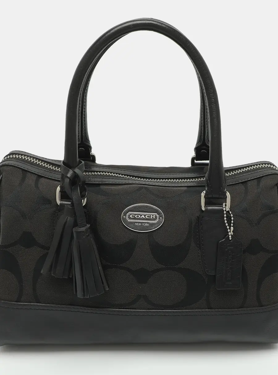 Coach Legacy Haley Black Signature Canvas and Leather Satchel