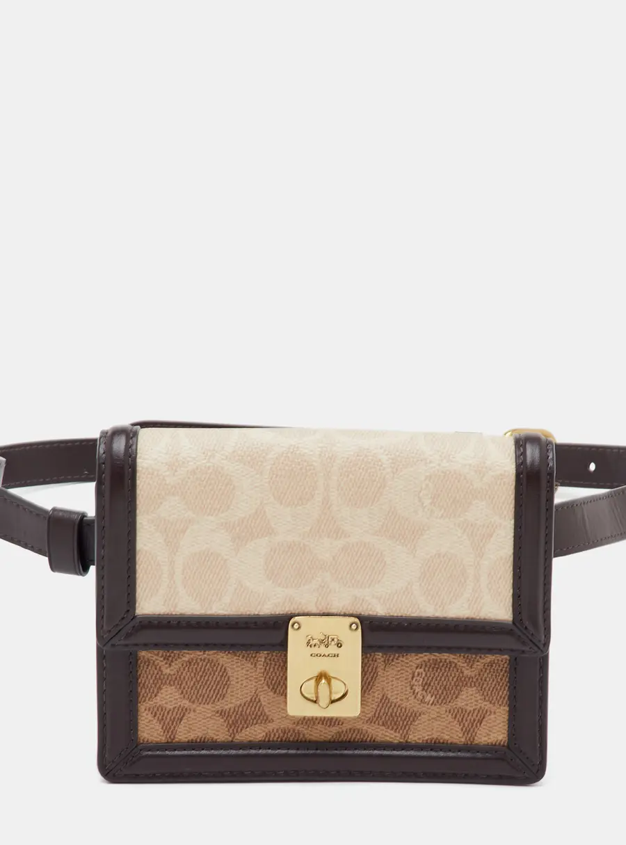 Coach Hutton Brown/Beige Signature Coated Canvas and Leather Convertible Belt Bag