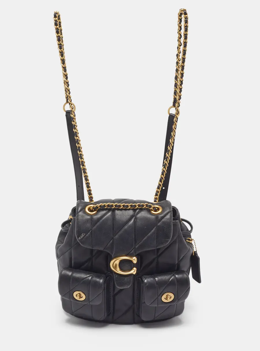Coach Tabby Black quilted Leather Backpack