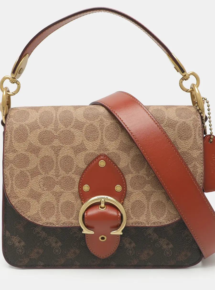 Coach Upcrafted Beat Tri Color Signature Coated Canvas and Leather Shoulder Bag
