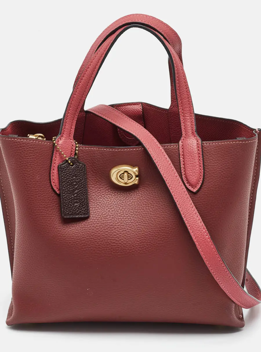 Coach Willow 24 Burgundy/Pink Leather Tote