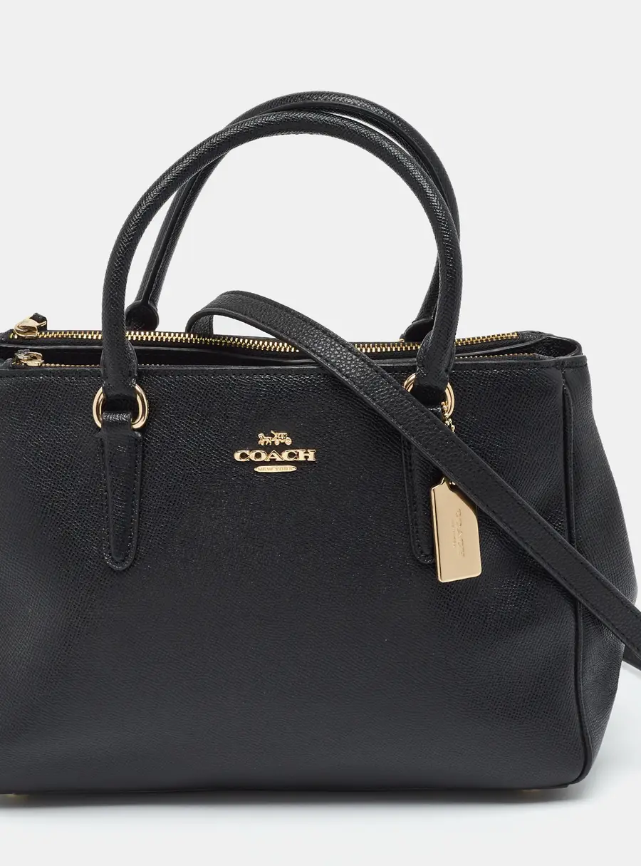 Coach Avenue Carryall Black Leather Double Zip Satchel