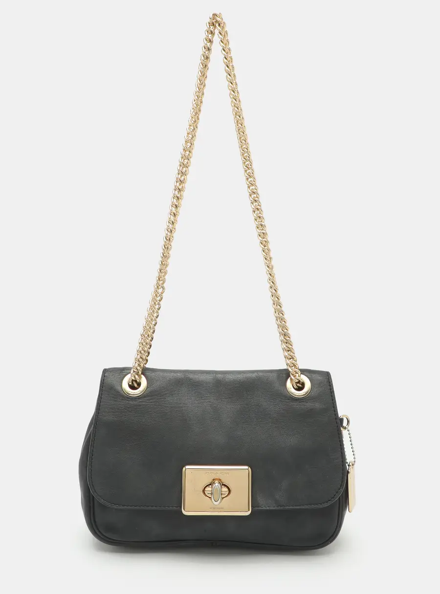 Coach Cassidy Black Leather Chain Shoulder Bag
