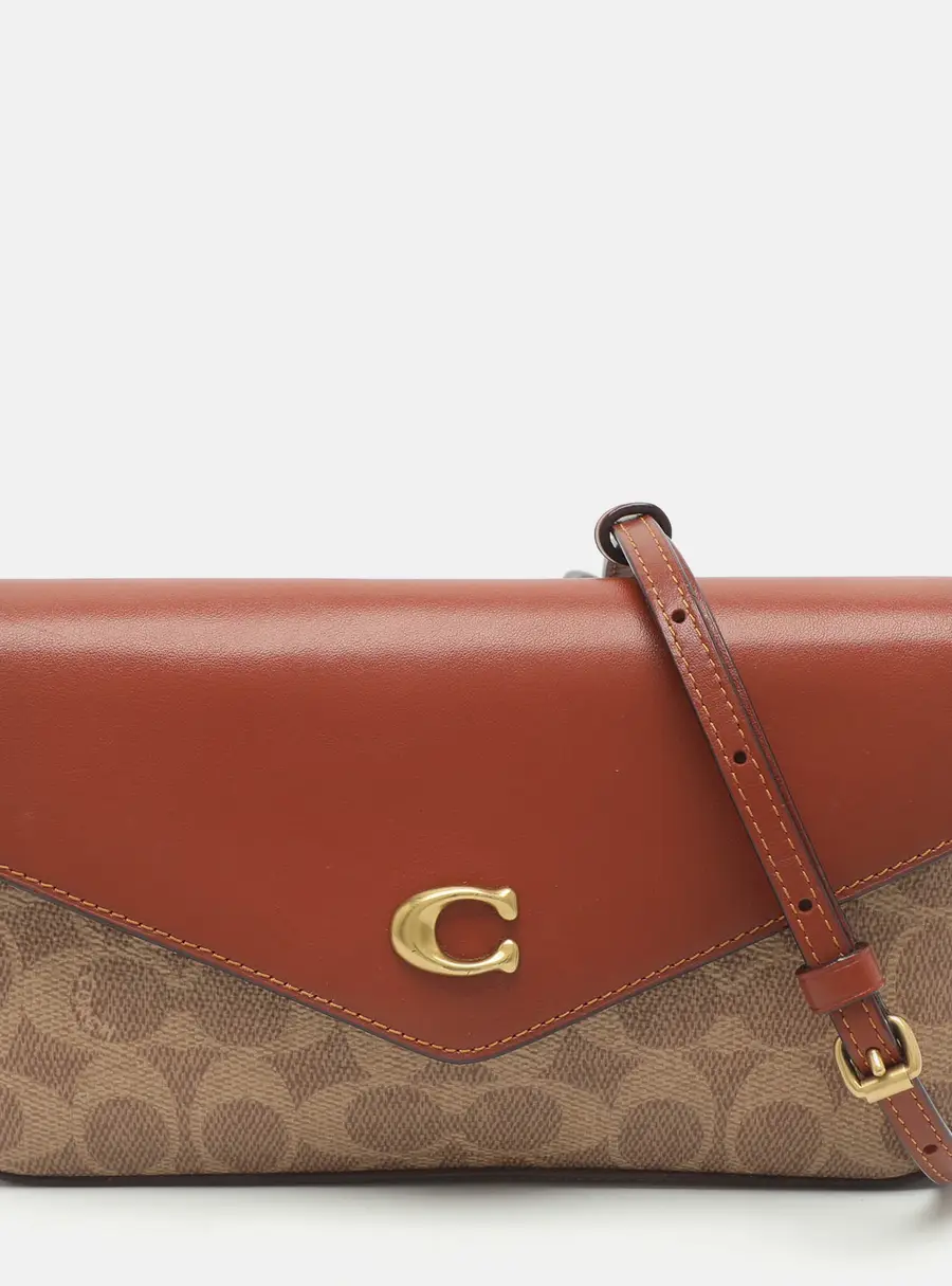 Coach Wyn Brown/Beige Signature Coated Canvas and Leather Crossbody Bag