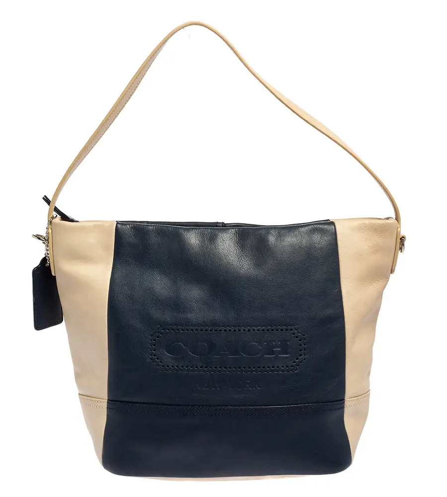 Coach Navy Blue/Beige Leather Legacy Weekend Hobo