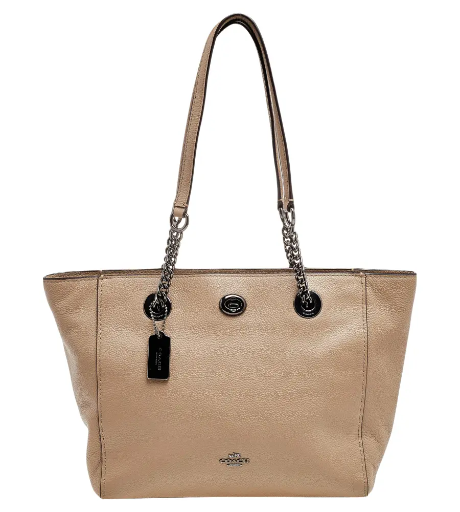 Coach Grey Leather TurnLock Tote