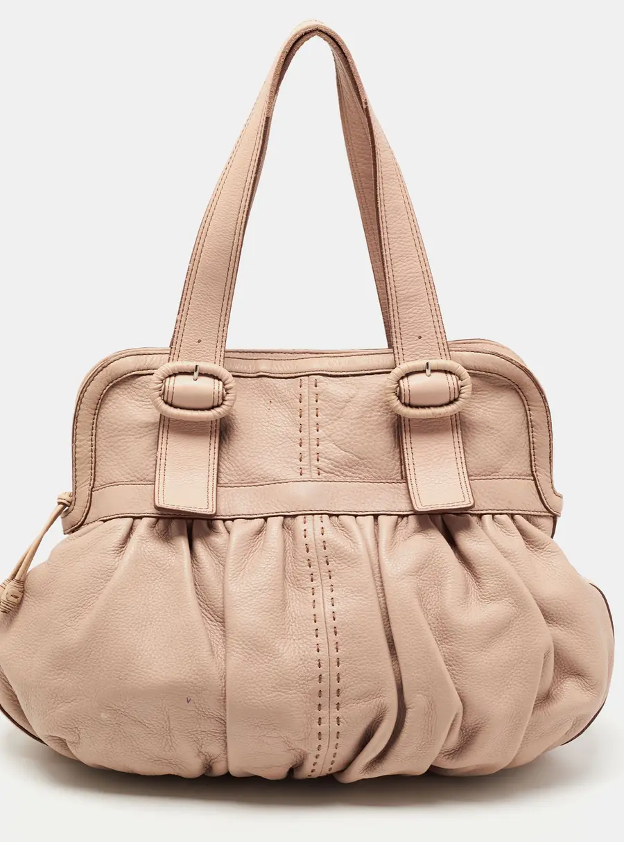 Cole Haan Light Pink Leather Pleated Hobo