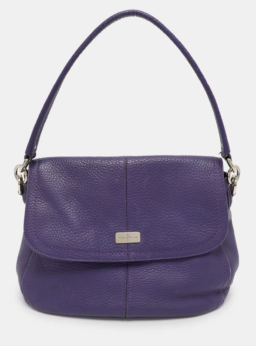 Cole Haan Purple Leather Flap Crossbody Bag