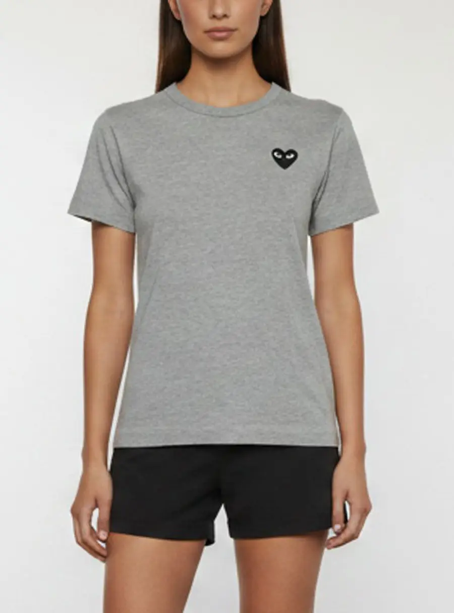 Comme Des Garcons Play Grey Heart Applique Jersey T-Shirt M