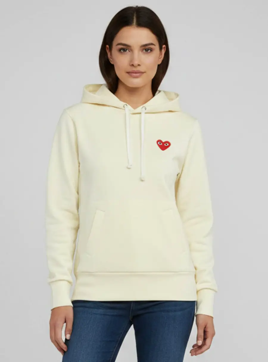 Comme Des Garcons PLAY Yellow Heart Logo Jersey Hoodie XS