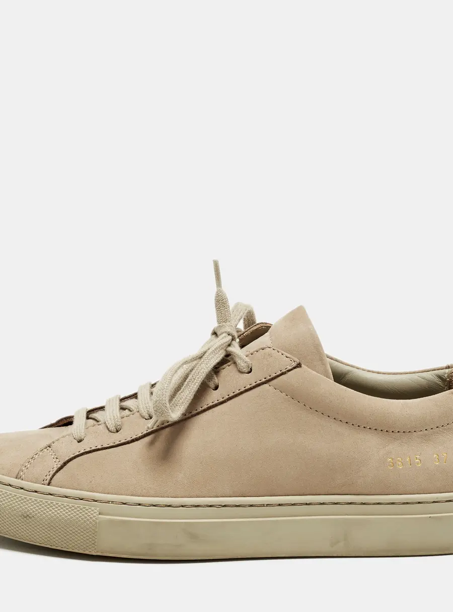 Common Projects Achilles Size 37 Beige Nubuck Leather Low Top Sneakers