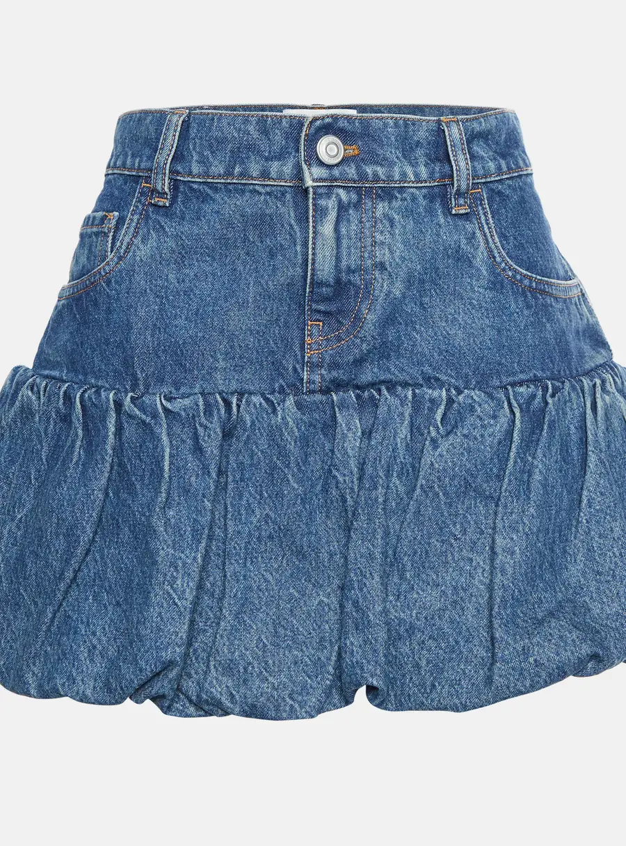 Coperni Blue Denim Bubble Hem Mini Skirt M