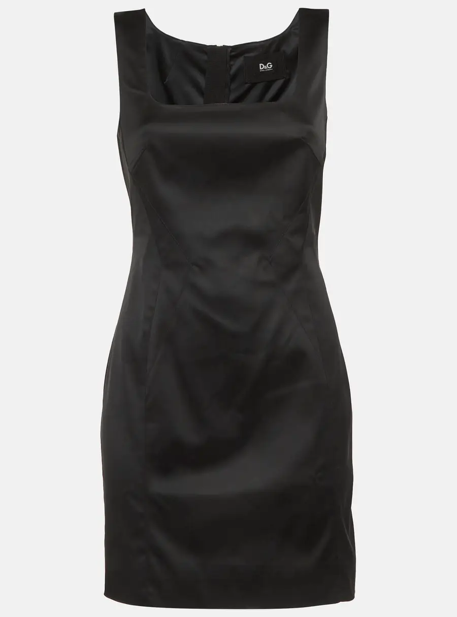 D&G Black Satin Sheath Dress M