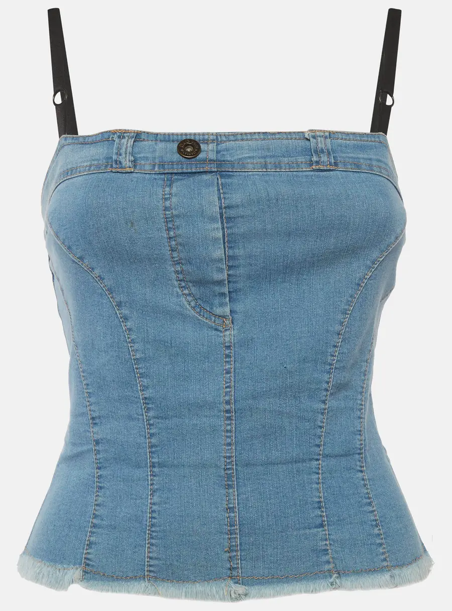 D&G Blue Denim Back Open Tube Top XS