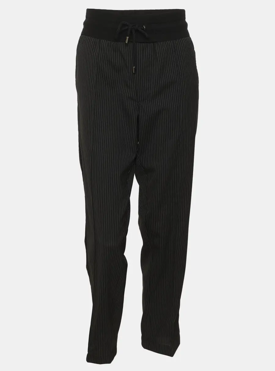 D&G Dark Grey Pin Stripe Wool Blend Elasticated Drawstring Pants M