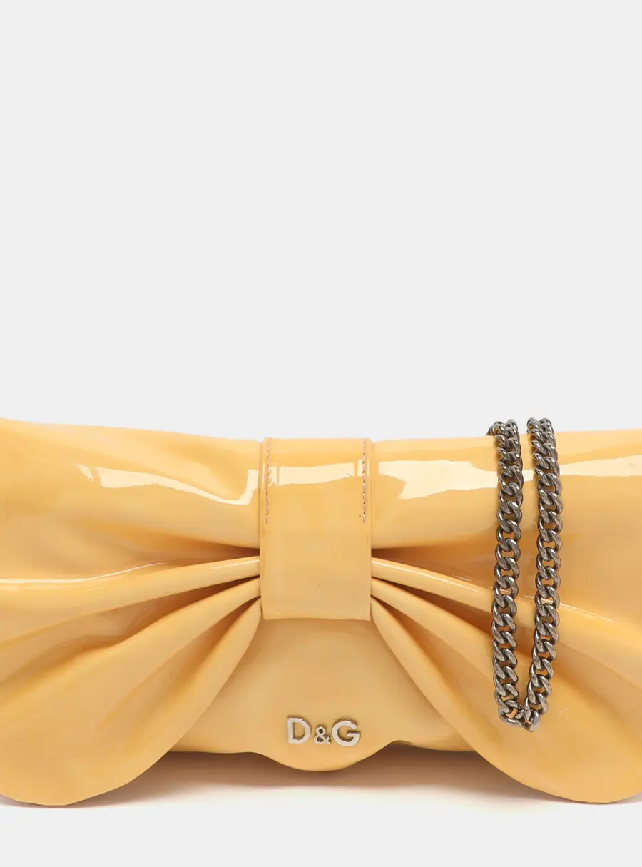 D&G Bubbles Yellow Patent Leather Chain Clutch