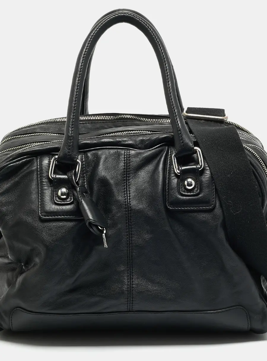 D&G Multi Zip Black Leather Duffel Bag