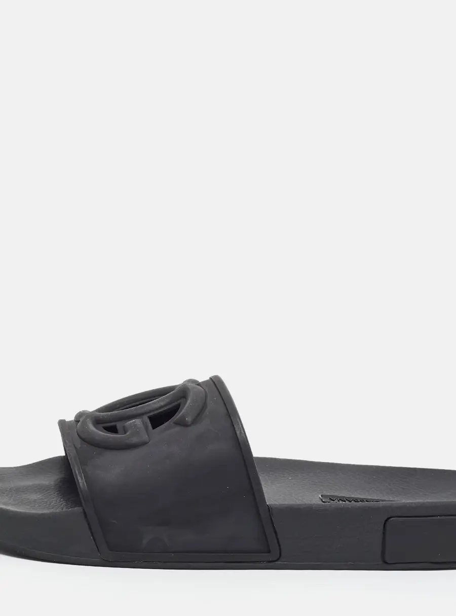 D&G DG Cutout Interlock Size 39 Black Rubber Flat Slide