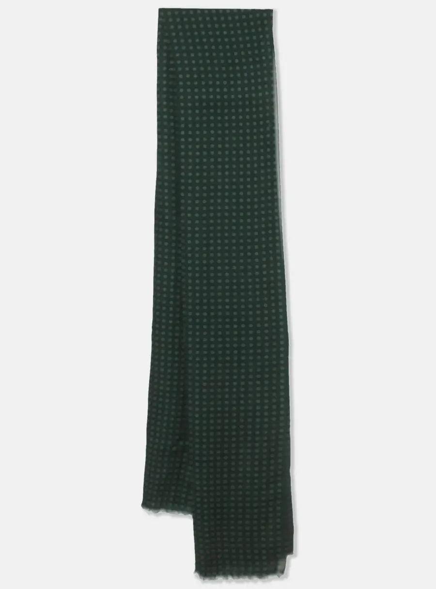 Dunhill Green Dotted Wool & Silk Scarf
