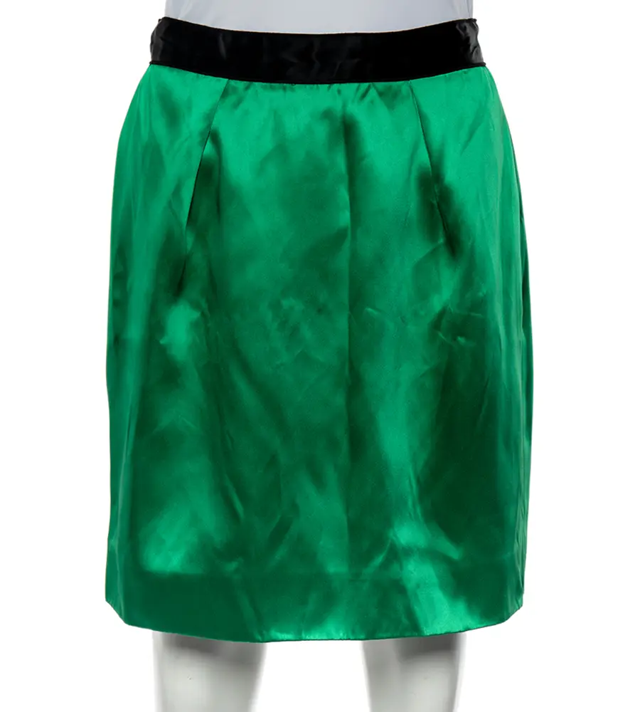 D&G Green Satin Mini Skirt M