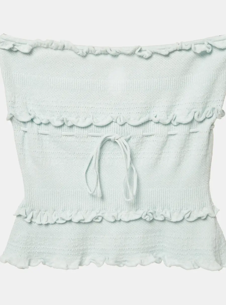 Danielle Guizio Blue Knit Tube Top M