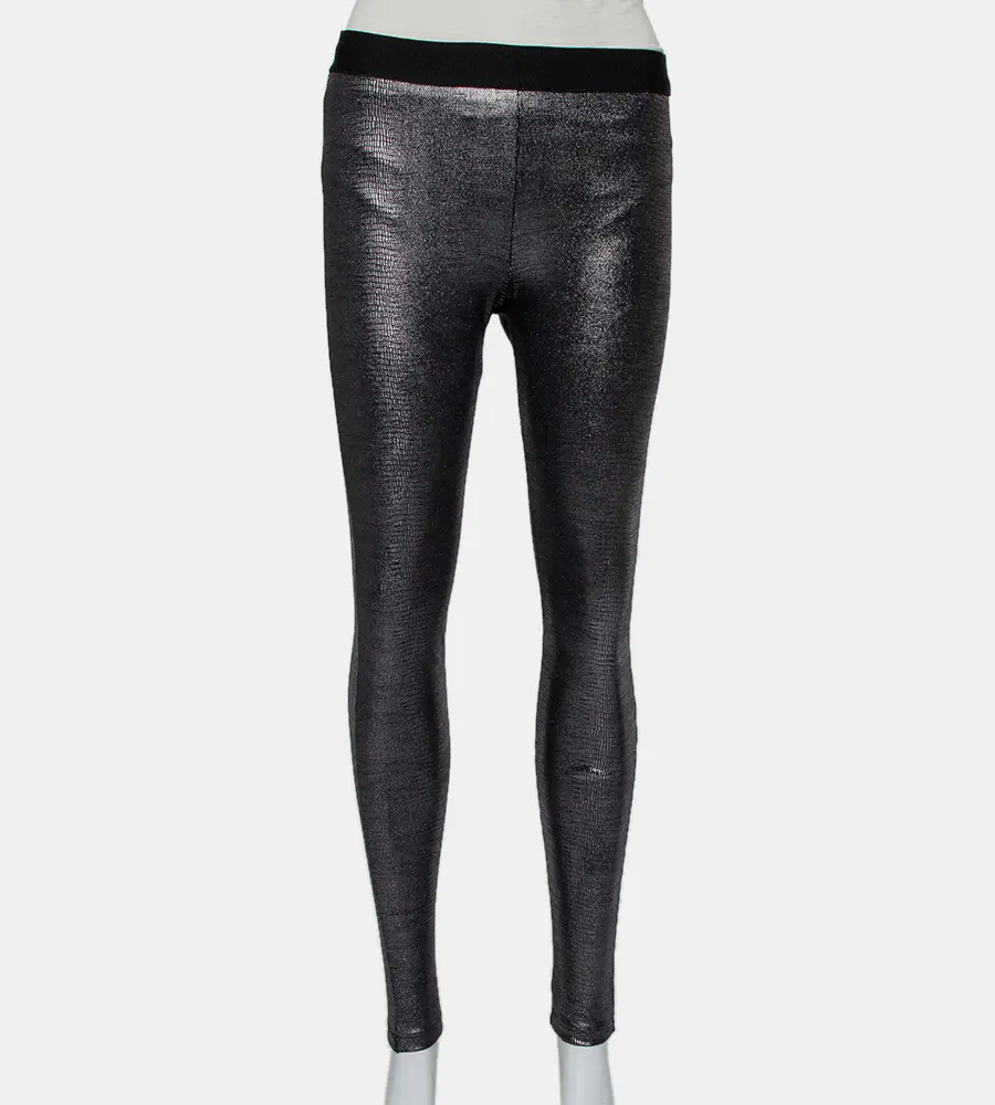 David Lerner Metallic Coated Knit Leggings L