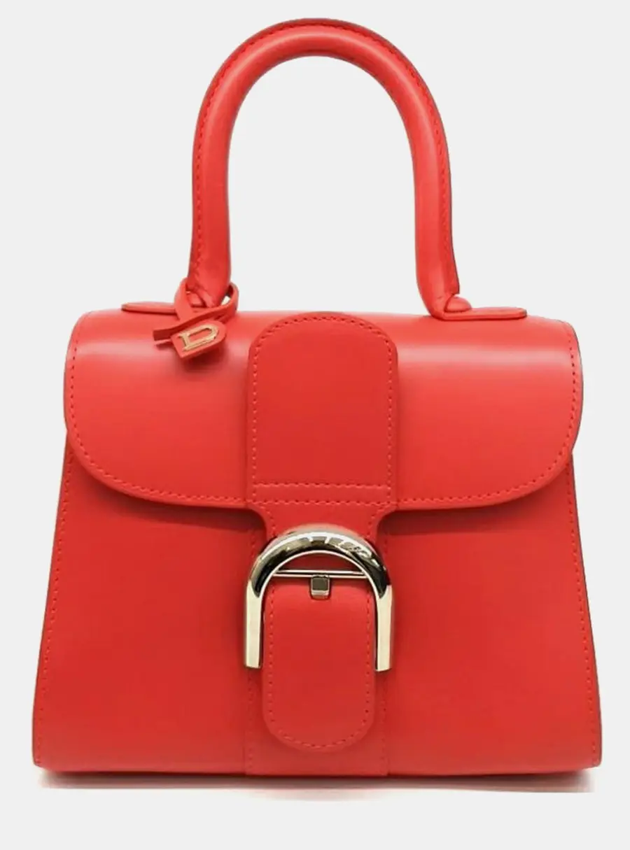 Delvaux Briand Mini Red Leather Top Handle Bag