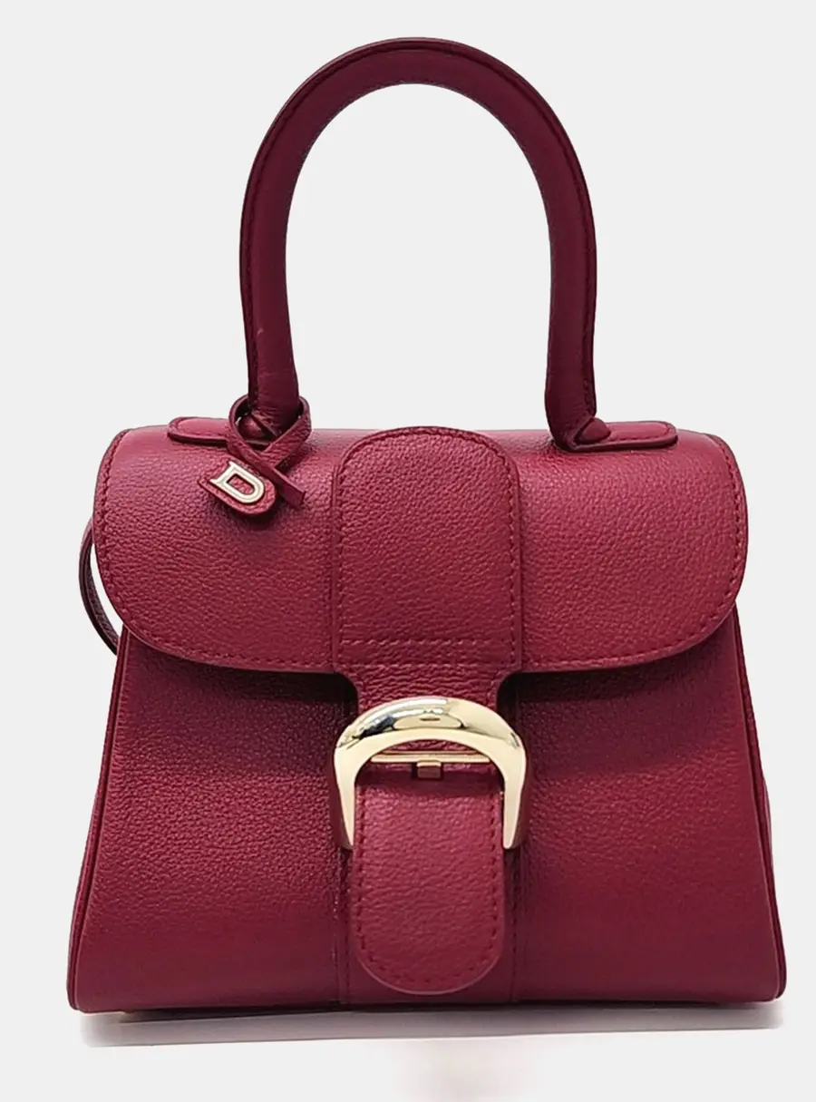 Delvaux Briand Mini Box Burgundy Calfskin Leather Top Handle Bag
