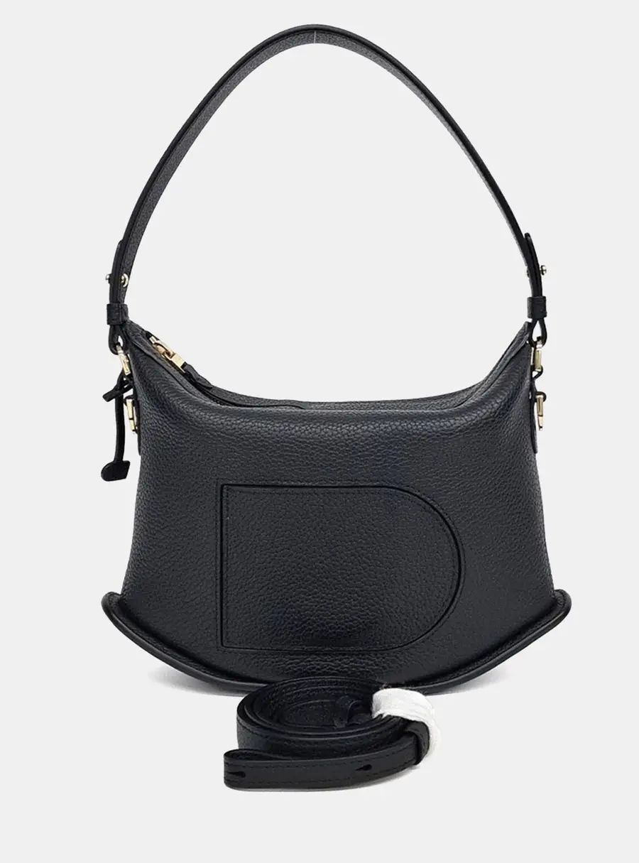 Delvaux Pin Swing Black Leather Shoulder Bag