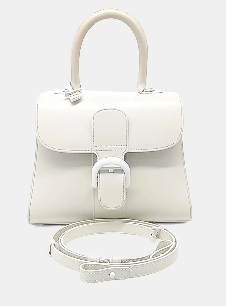 Delvaux Brillant PM White Leather Top Handle Bag