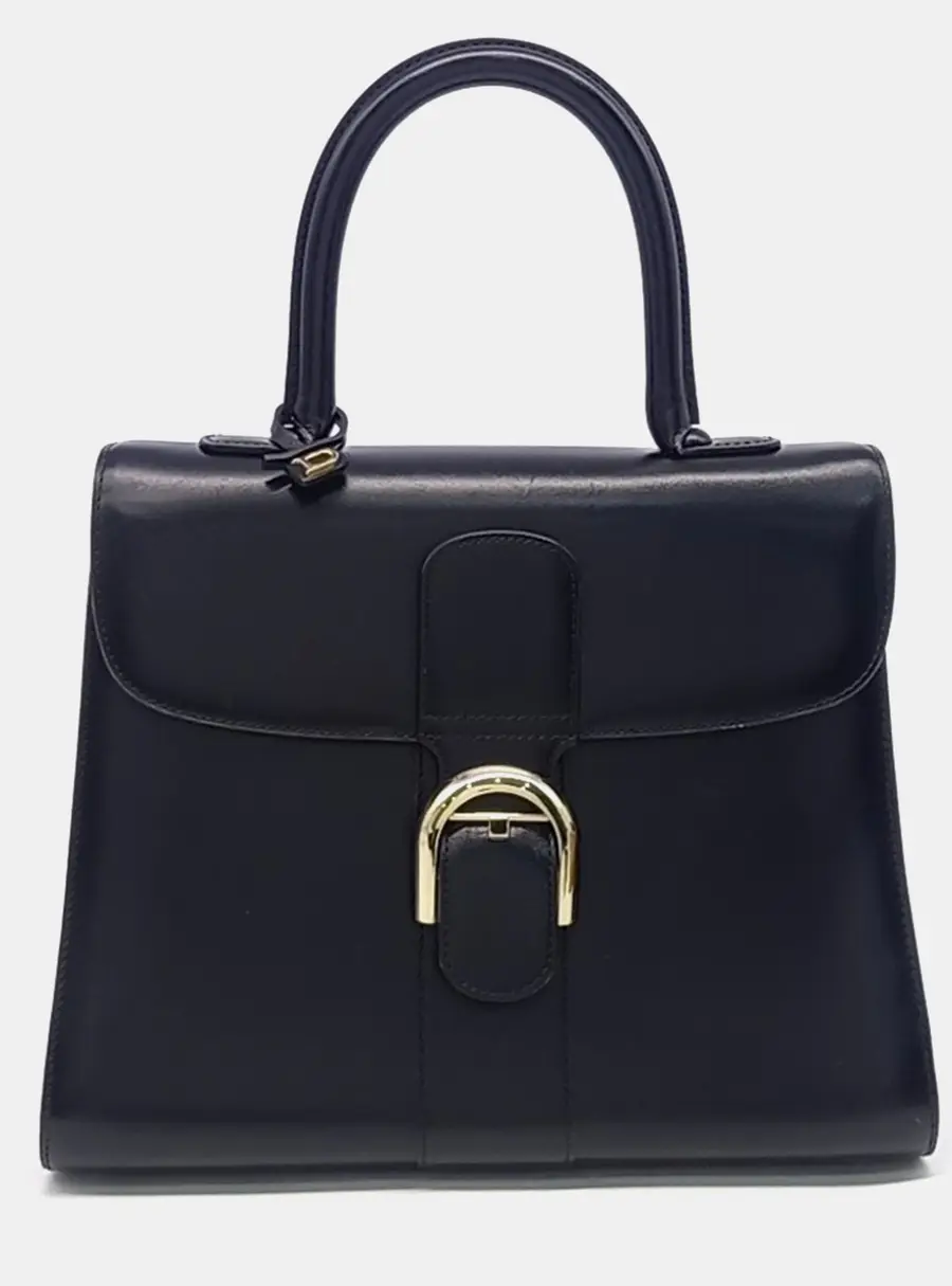 Delvaux Brillant MM Black Smooth Calfskin Leather Top Handle Bag