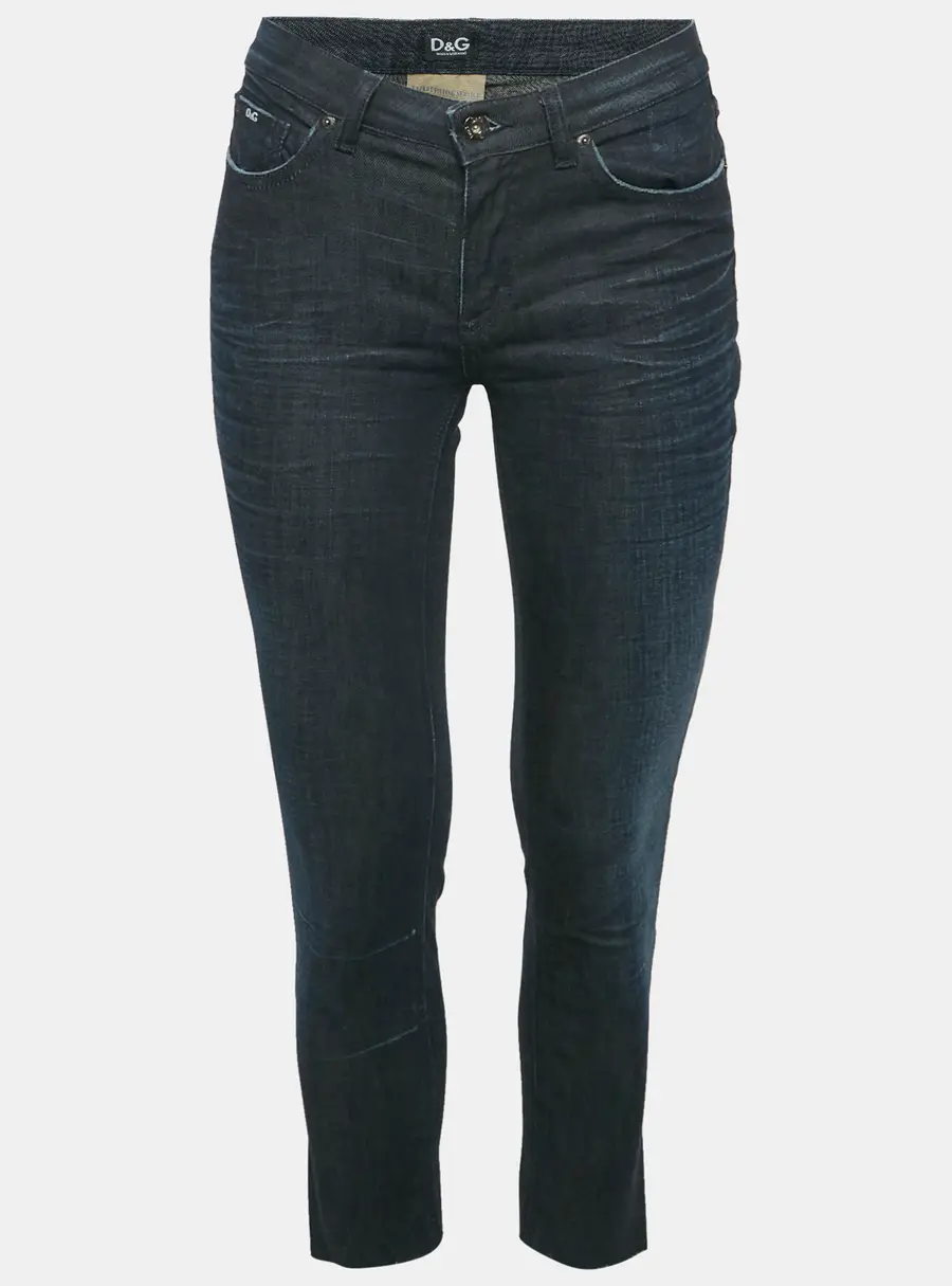 D&G Blue Washed Denim Raw Edge Jeans S Waist 26"