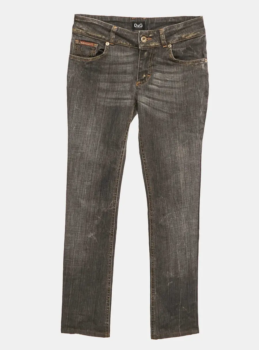D&G Grey Washed Denim Low Waist Flared Fit Jeans S Waist 24"