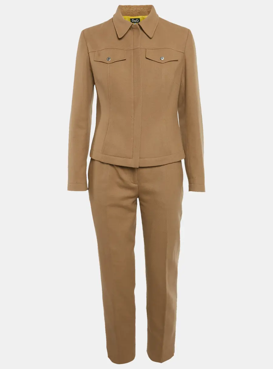 D&G Brown Wool Blend Jacket and Pants Set M