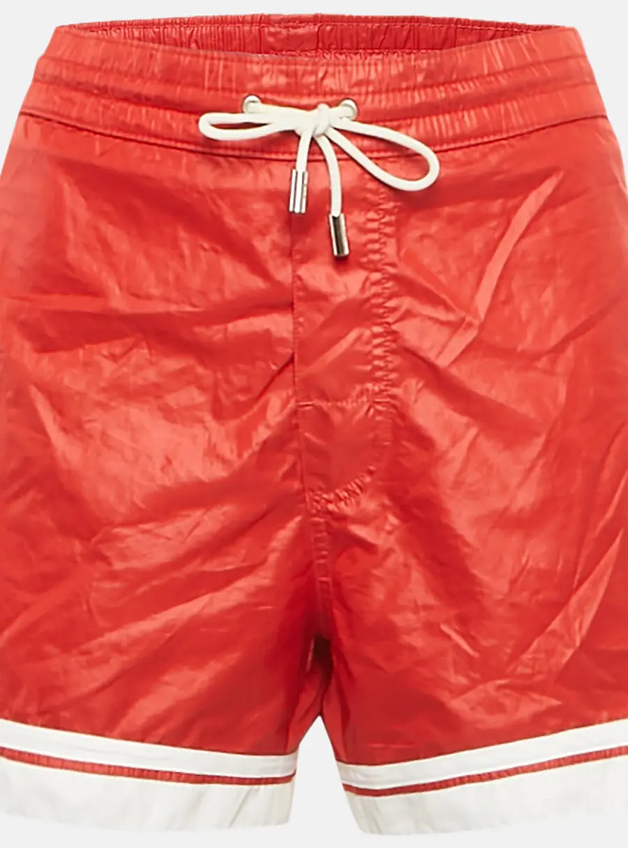 D&G Beachwear Red Striped Synthetic Shorts M