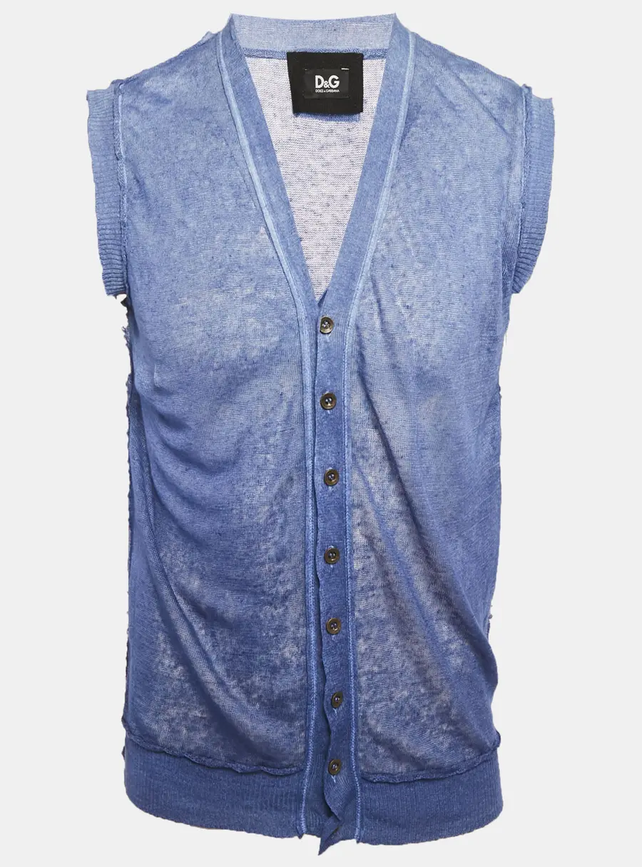 D&G Blue Ombre Knit Sleeveless Vest L