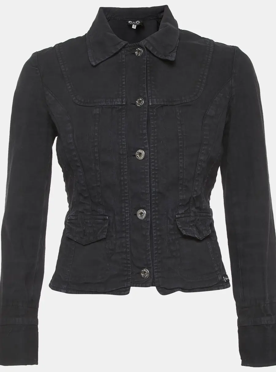D&G Black Denim Button-Front Jacket M