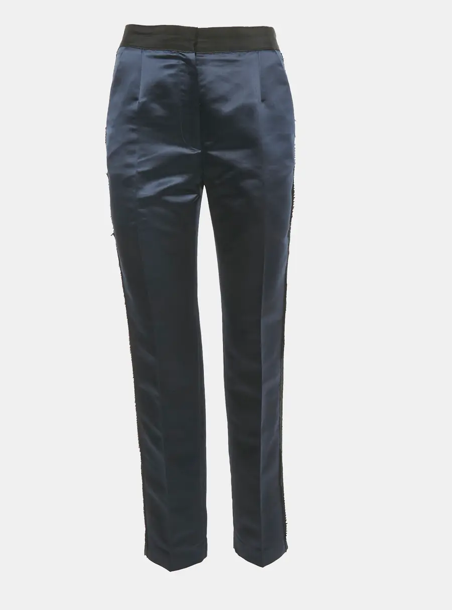 D&G Blue Satin Contrast Trimmed Trousers S
