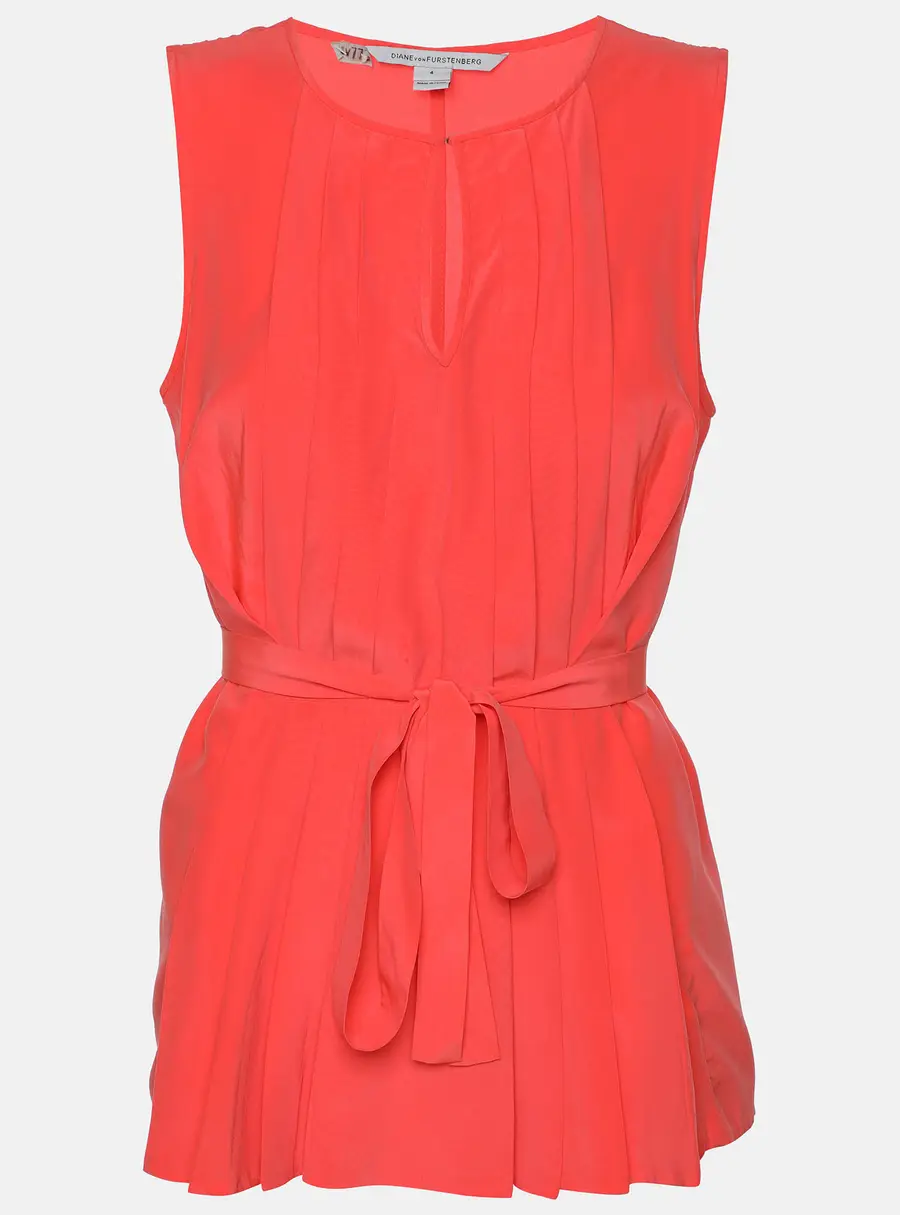 Diane Von Furstenberg Neon Orange Silk Belgin Sleeveless Top S