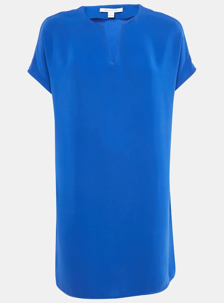 Diane Von Furstenberg Royal Blue Crepe Oversized Mini Kora Dress S